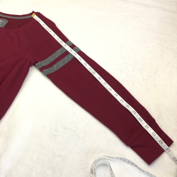 SO perfect sweatshirt pullover color block varsity stripe burgundy maroon top M - Picture 4 of 9